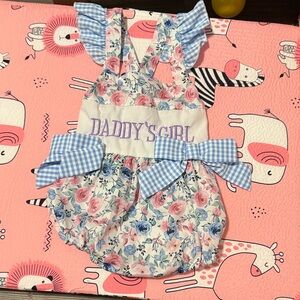 Floral Blue and Pink Baby Romper